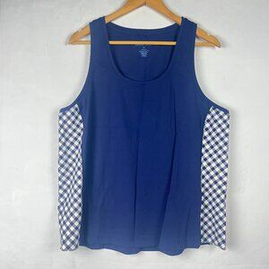 2/$30 Draper James Navy Gingham Sleeveless Top 1X